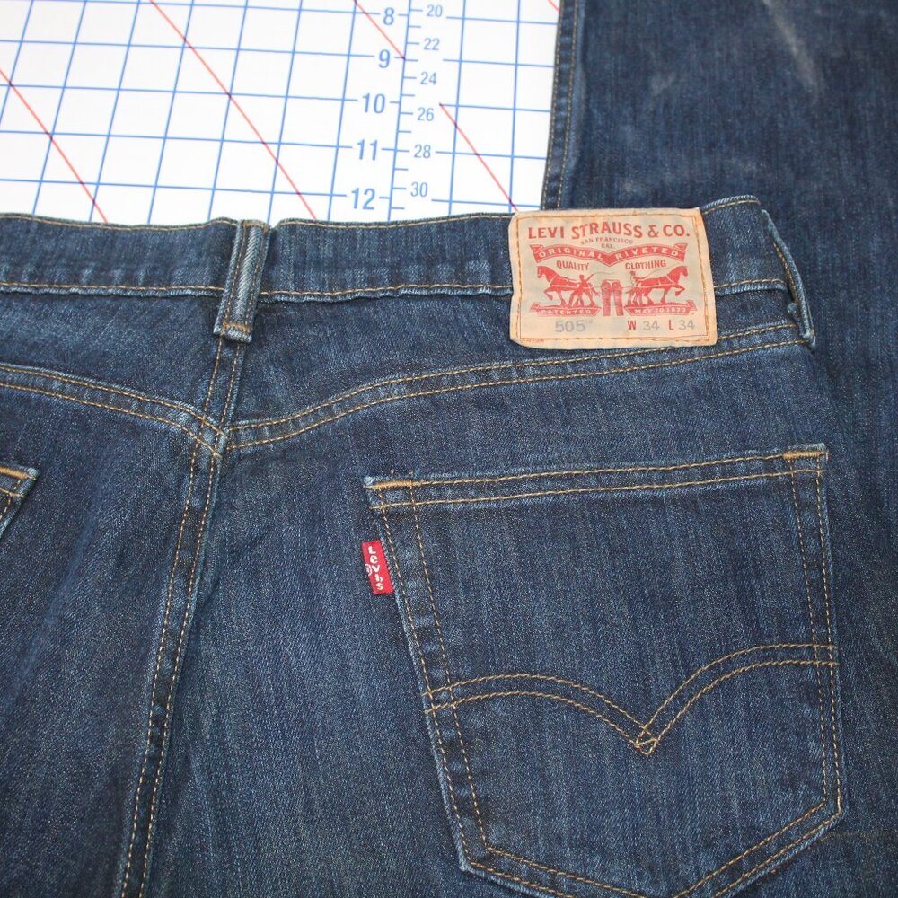 Levi's 505 Dark Wash Jeans, 34/34